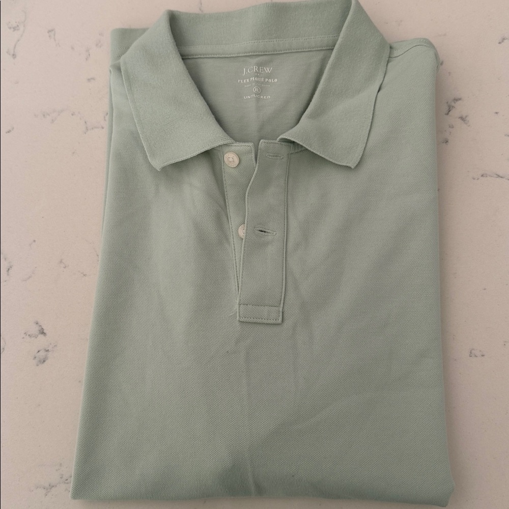 J. Crew Men’s Short Sleeve Flex Pique Untucked Mint Green Polo Shirt XL